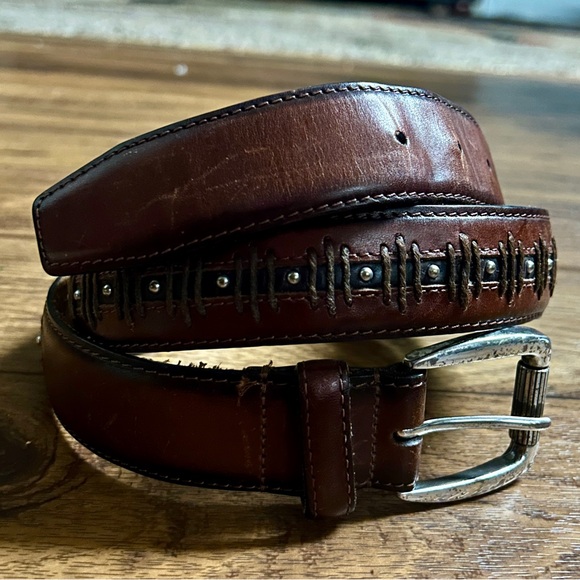 Brighton • Size 33 • Men’s • Brown/Black • • Studded • Belt - Picture 4 of 10